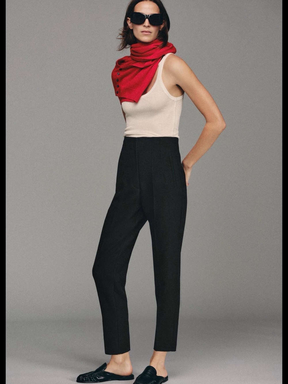 Zara High-Rise Black Cropped Trousers for Women